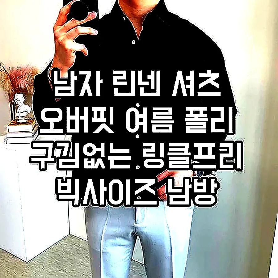 남자 린넨 셔츠 오버핏 여름 폴리 구김없는 링클프리 빅사이즈 남방 와이셔츠 이미지 4